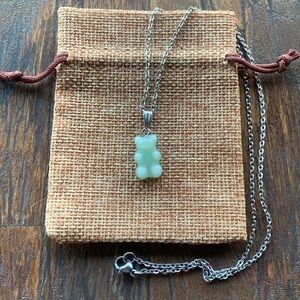 Green Aventurine Gummy Bear Necklace Aventurine Necklace Y2K Crystal Necklace
